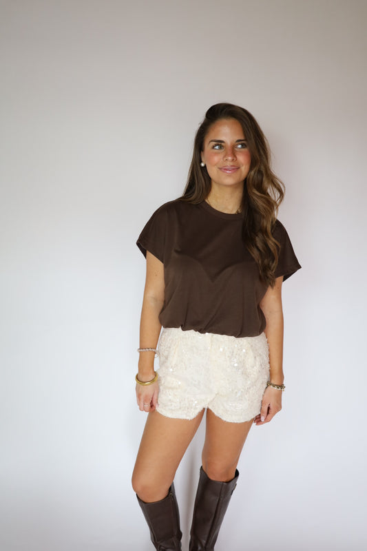Cream glitter short