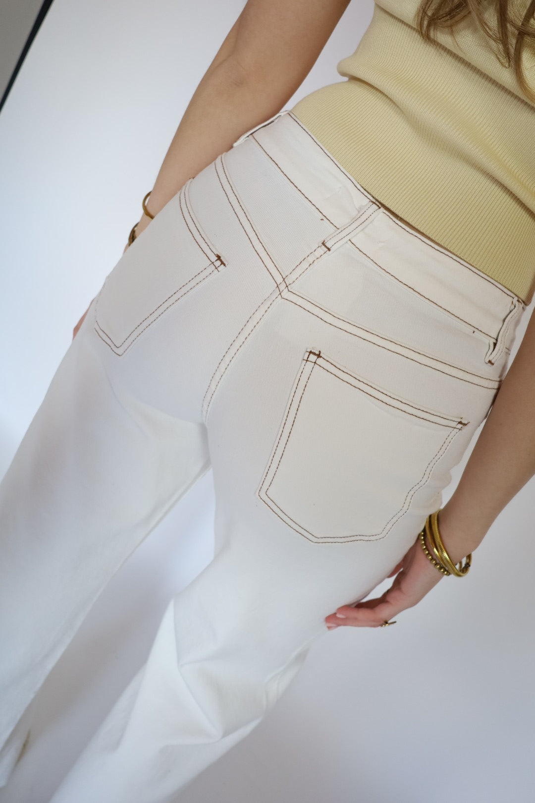 Wide leg jeans white/brown