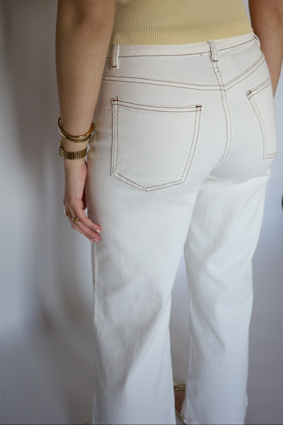 Wide leg jeans white/brown