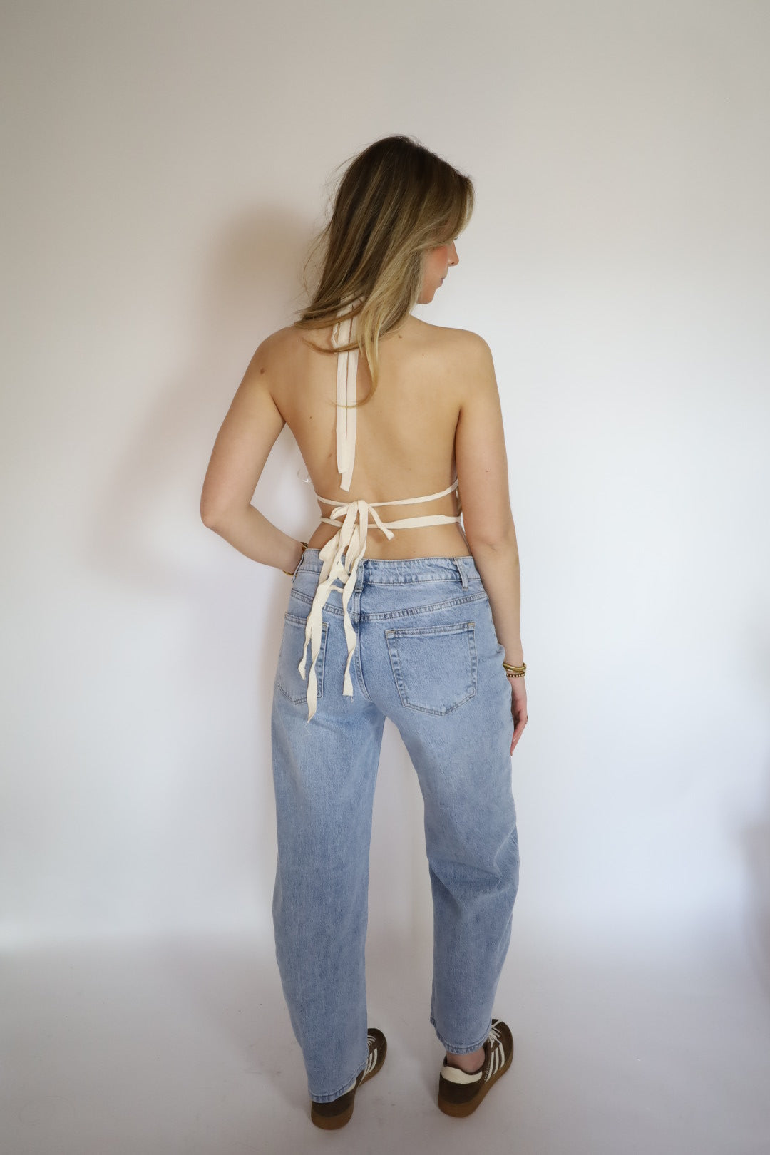 Top open back ecru/cream