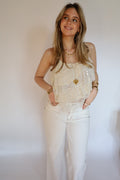 Top pailetten beige