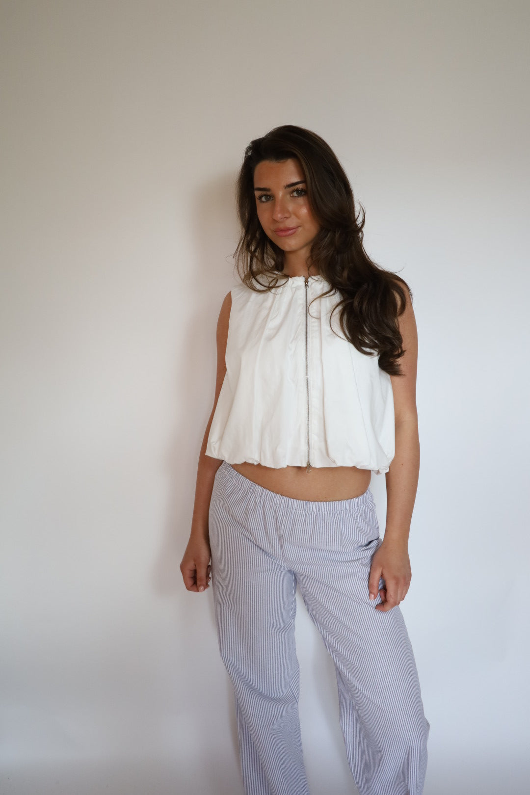 White cropped gilet