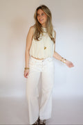 Wide leg jeans white/brown